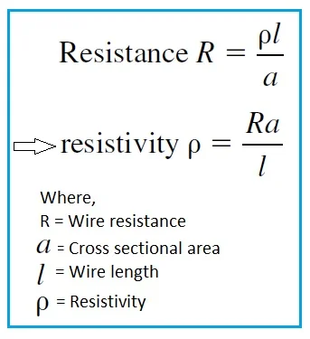 Resistivity Formula